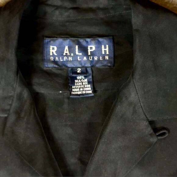 RARE VTG 90s RALPH Ralph Lauren Long Sleeve Button Up Shirt SILK Black Mens 2 M - Picture 3 of 7